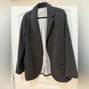 Dressbarn Black Blazer with Striped Lining